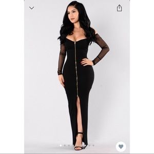 Front Zip Up Dress - Black